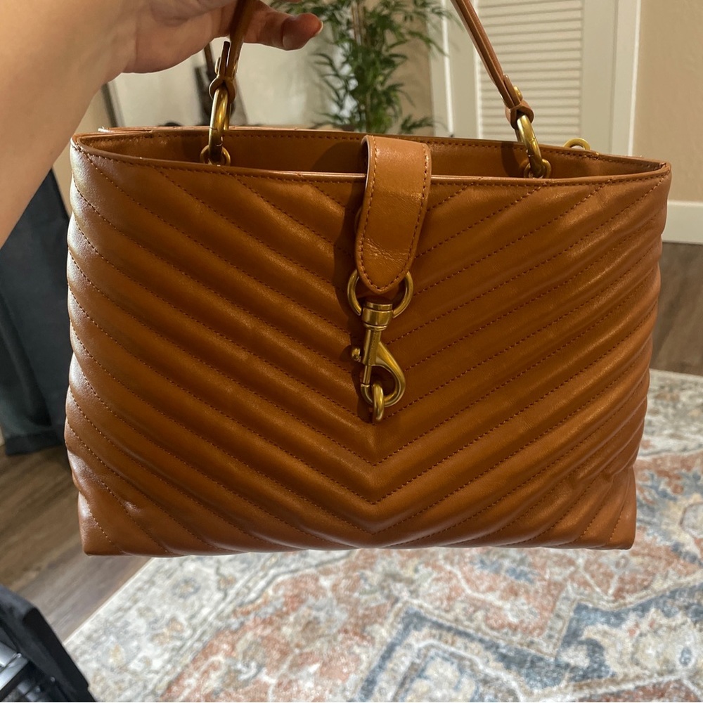 Rebecca Minkoff Edie Lrg Top Handle Satchel Crossbody Bag CARAMELLO BROWN